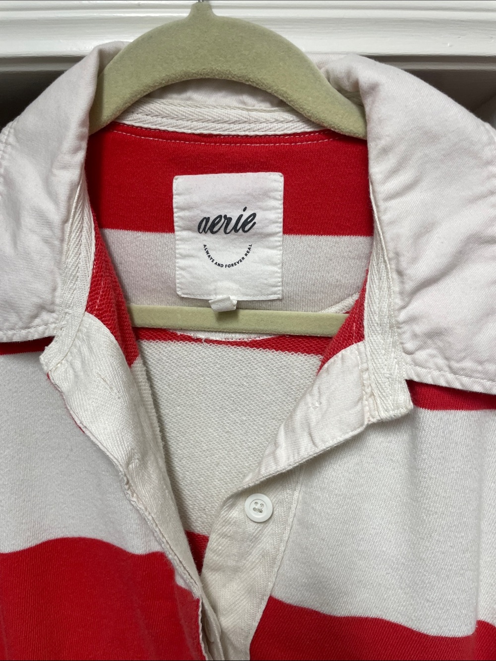aerie Red and White Striped Rugby Pullover - Picture 2 of 2